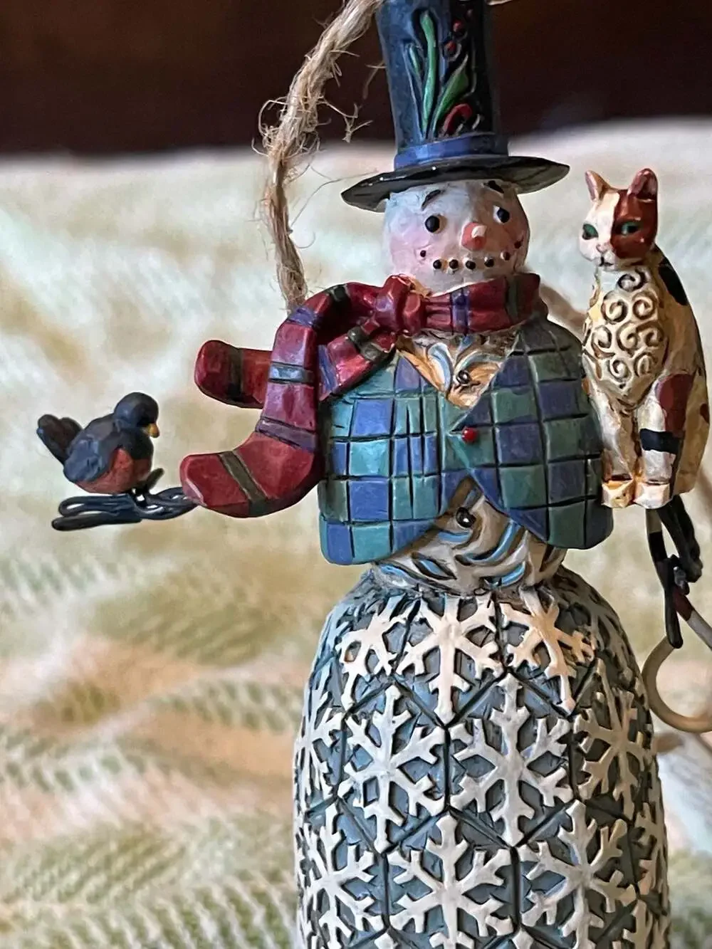 Jim Shore Heartwood Creek Snowman‎ Ornament with Cat, Folk Art